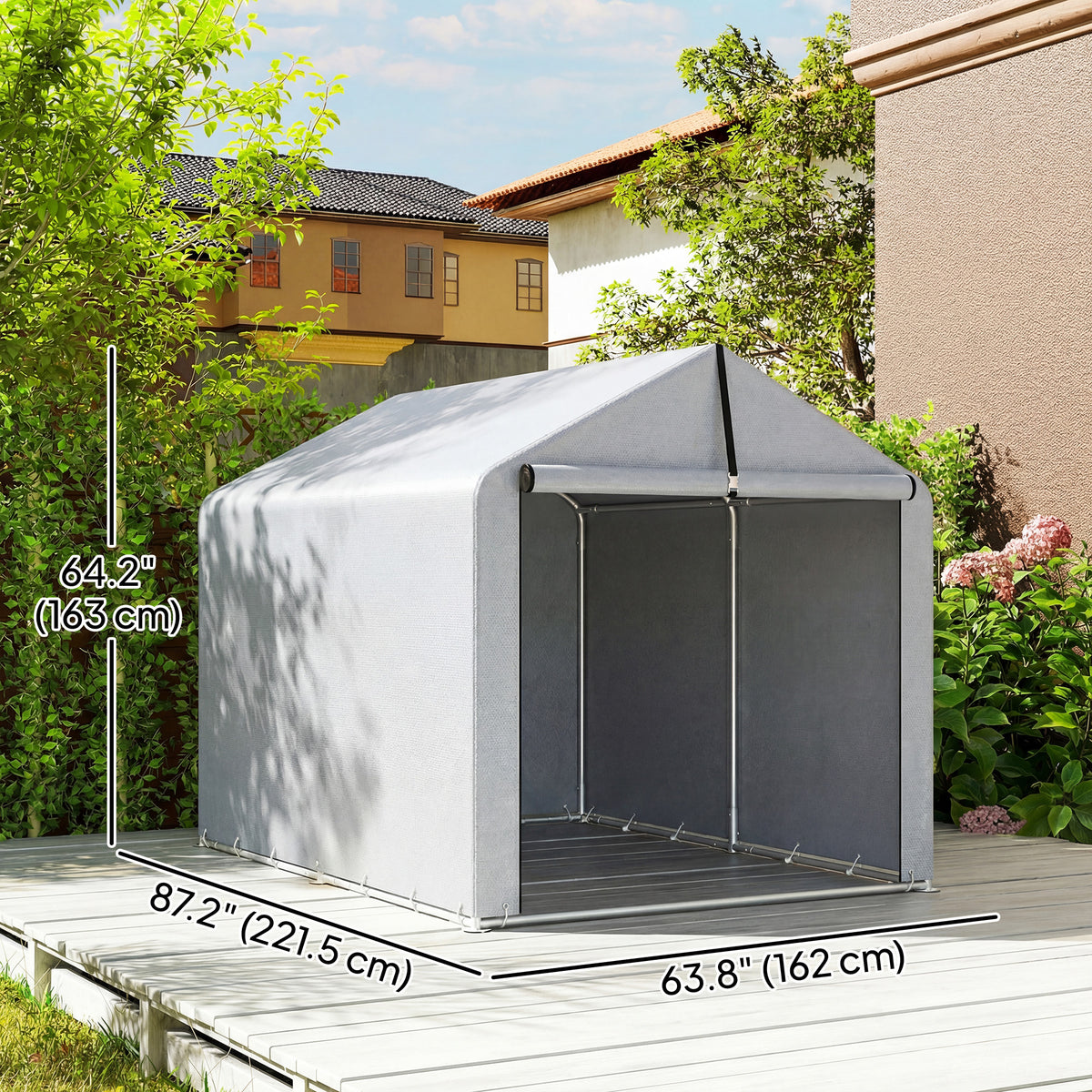 7' x 5' Portable Shed, Waterproof Bike Tent with Roll-up Zipper Door and Galvanized Metal Frame for Bike