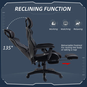 Gaming Chair, Ergonomic Computer Chair with Footrest, Headrest – view 4