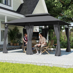 10' x 13' Double Roof Patio Gazebo, Outdoor Gazebo with Curtains, for Garden, Lawn, Backyard and Deck – view 13