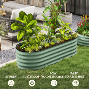5 x 2 x 1.5 FT Galvanized Steel Raised Garden Bed, Metal Garden Bed Planter Box with Safety Edging, Green