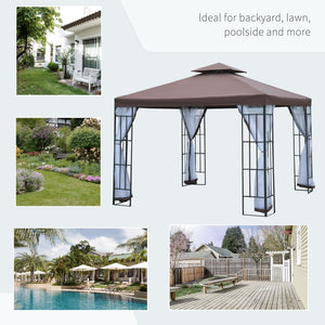 10'x10' Garden Gazebo Patio Canopy Portable Party Event Backyard w/ Mosquito Netting Coffee – view 6