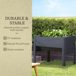 Wooden Raised Garden Plant Stand Outdoor Tall Flower Bed Box with Hooks, 48" x 24" x 32", Nature Wood