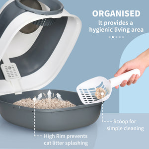 Foldable Large Cat Litter Box with Lid, Covered Kitten Litter Box w/ Automatic Cat Litter-Proof Sides – view 4
