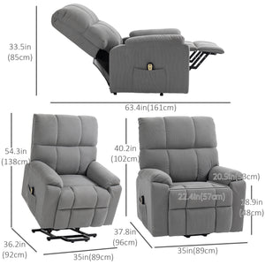 Lift Chair for Seniors, Microfibre Upholstered Electric Recliner Chair with Remote, Quick Assembly, Grey