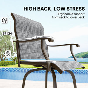 Outdoor Bar Stools Set of 2, Swivel Bar Height Chairs with High Back, Curved Armrests and Steel Frame, Black – view 19