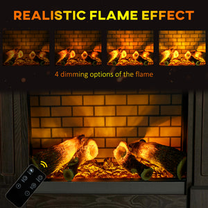 Electric Fireplace with Mantel, Freestanding Heater Corner Firebox with Remote Control, 700W/1400W, Brown – view 3