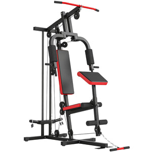 Soozier Home Gym Equipment, Multifunctional Weight Machine with Pulley System for Full Body Strength Training, Black