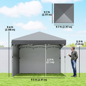 10' x 10' Pop Up Canopy with Sidewalls, Roller Bag, Height Adjustable Instant Tent for Outdoor, Garden – view 9