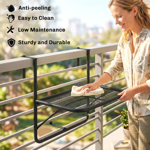 Adjustable Balcony Hanging Railing Table, Metal Mounting Mini Wall Desk Storage Rack – view 6