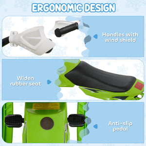 Kids Snow Racer Sleds with Padded Rubber Seat, Green