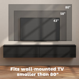Wall Mounted TV Stand, Floating TV Cabinet with Storage, for TVs up to 70", High Gloss Effect – view 26