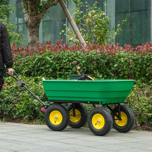 Garden Dump Cart Heavy Duty 440lbs Wagon with Steel Frame and 10'' Pneumatic Tires, Green – view 13