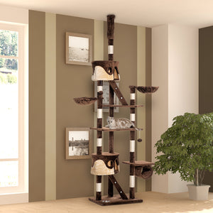 94"-102" Huge Cat Tree Ceiling High Cat Condo Scratching Post Activity Center Multi-Level Play House Light – view 14
