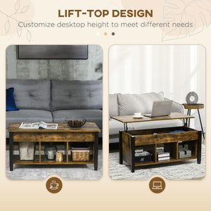 Lift Top Coffee Table, Modern Center Table with Storage Shelves and Hidden Compartment for Living Room – view 10