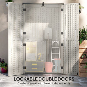 185 Gallon Outdoor Storage Cabinet with Openable Top and Lockable Doors for Lawnmower, Trash Can, Patio Accessories