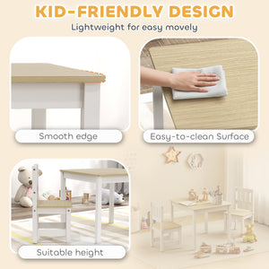 Qaba Kids Table and Chairs Set, Toddler Table and 2 Chair Set for Activity, Art, Craft, Reading, Learning