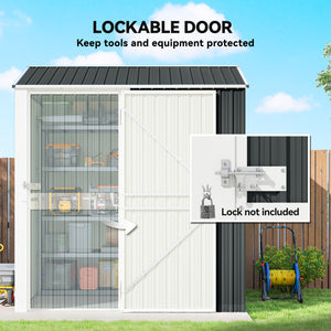 7' x 6' Tall Outdoor Storage Shed, Waterproof Metal Garden Shed with Gloves, Lockable Door, Dark Grey – view 5