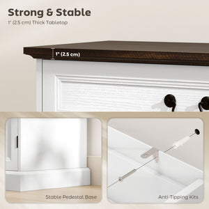 Buffet Cabinet, 32" Farmhouse Sideboard with Thick Top, Quiet Drawer and Adjustable Shelf, White Wood Grain – view 7