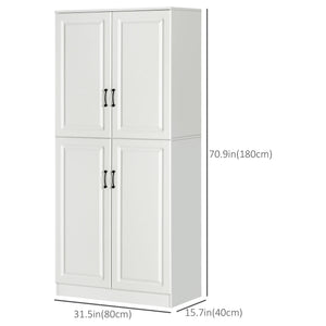 71" Freestanding Kitchen Pantry Cabinet, Storage Cabinet with 4 Hinged Doors and Adjustable Shelves, Black – view 9
