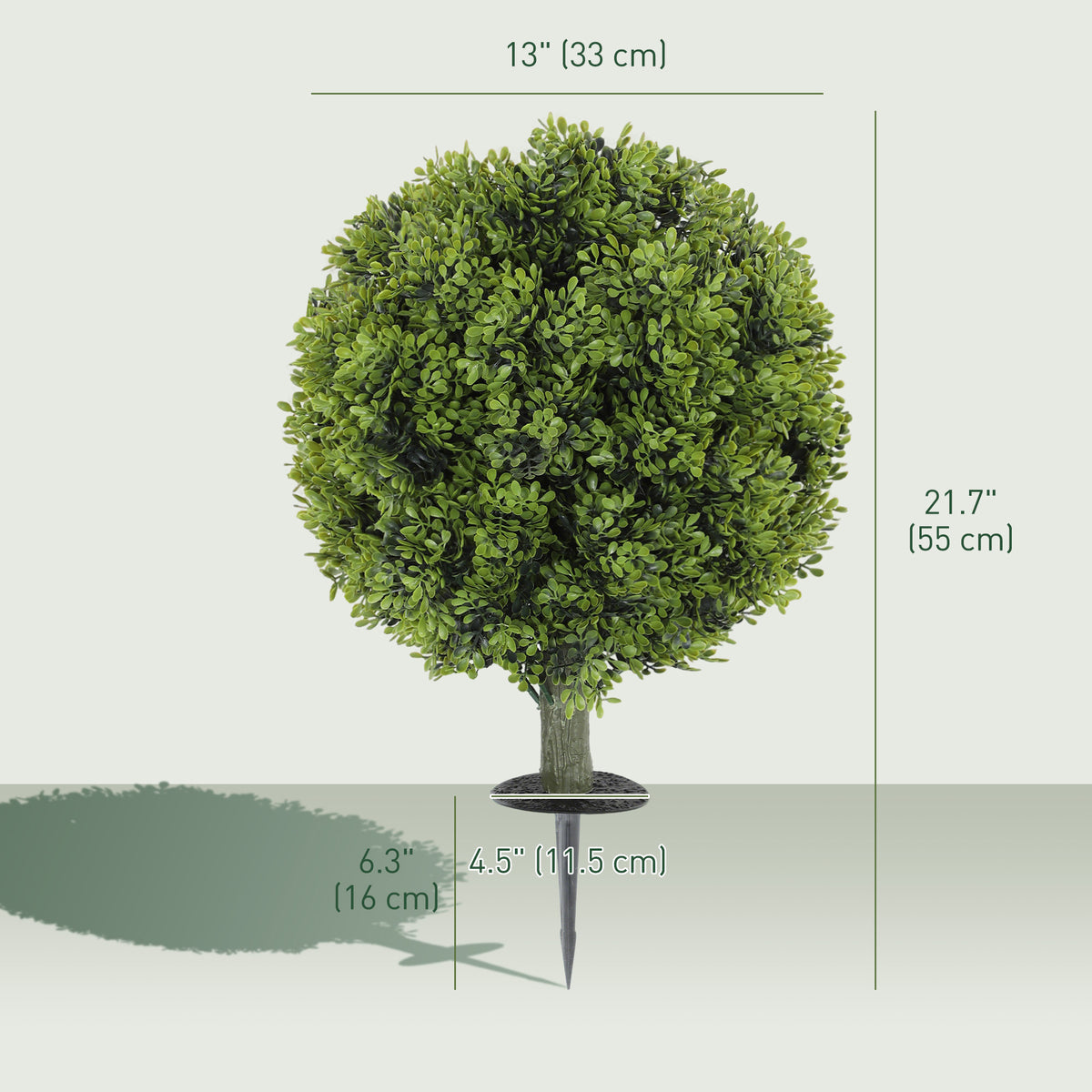 Artificial Boxwood Topiary Trees Set of 2 with Ground Stake, UV Resistant Fake Plants for Indoor Outdoor, Green