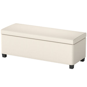 44 Inches Ottoman with Storage, Lid, Legs, Corduroy End of Bed Bench for Living Room, Bedroom, Entryway