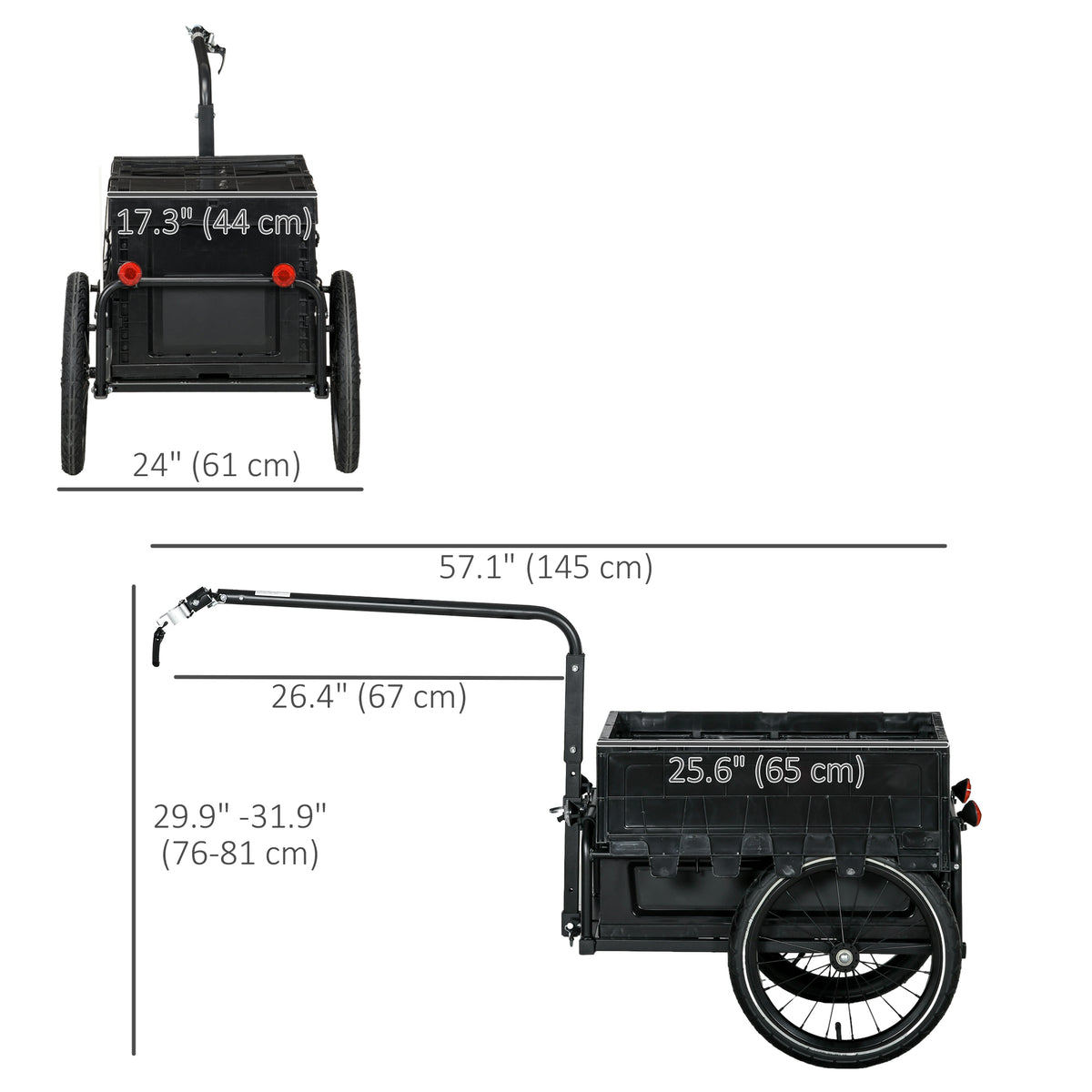 Aosom Steel Trailer for Bike, Bicycle Cargo Trailer with Foldable Storage Box and Safe Reflectors, Max Load 88LBS