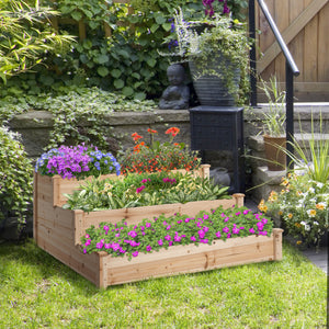49" x 49" x 22" 3-Tier Raised Garden Bed Wooden Planter Kit Elevated Plant Box Stand for Yard, Patio – view 8