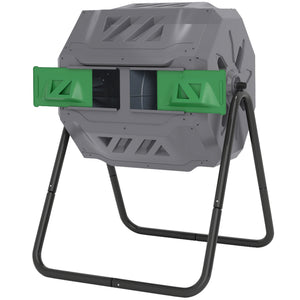 43 Gallon (160L) Tumbling Compost Bin Outdoor Dual Chamber 360° Rotating Composter with Sliding Doors – view 15