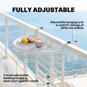 Adjustable Balcony Hanging Railing Table, Metal Mounting Mini Wall Desk Storage Rack – view 10