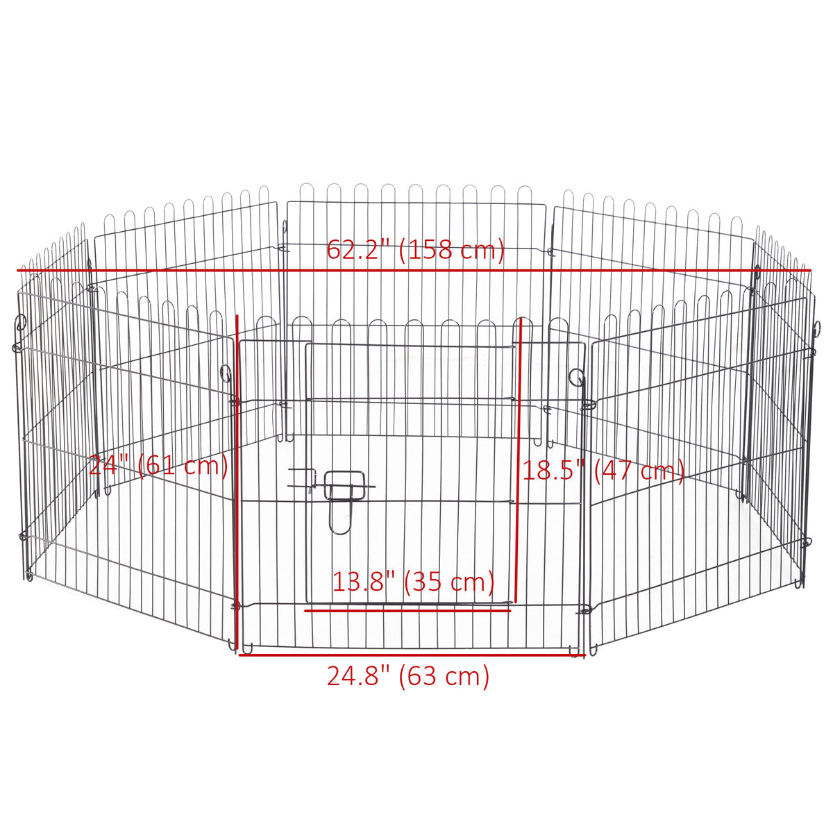 24inch 8-Panel Dog Playpen Octagon Pet Exercise Playpen Crate Foldable Dog Cage Pen Puppy Kennel, Black – view 2