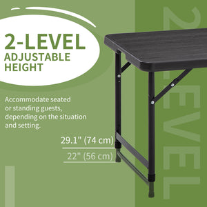 Foldable Patio Dining Table for 4, Height Adjustable Outdoor Table for Garden Lawn Backyard, Dark Grey