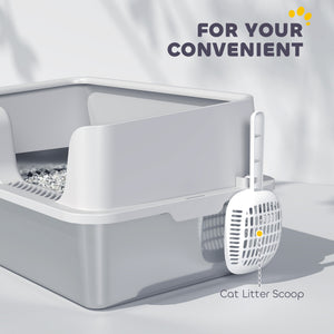 Stainless Steel Cat Litter Box with Lid with Scoop, High Sided, Non-Stick, & Anti-Urine Leakage, Easy Cleaning