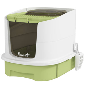 Enclosed Cat Litter Box with Lid, Scoop, Top Entry, Deodorization Bags, Drawer Type Cat Litter Tray