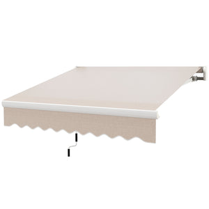8'x7' Patio Awning Manual Retractable Sun Shade Outdoor Deck Canopy Shelter, Beige