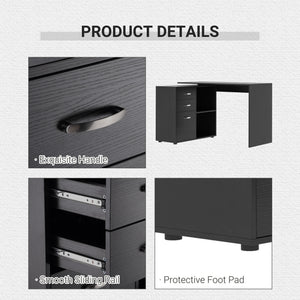 L-Shaped Corner Straight Writing Desk with Storage Shelf, Drawer – view 5