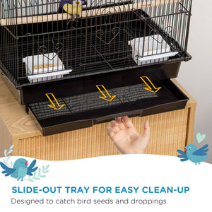 25" Bird Cage with Perch, Swing, Food Container, Slide-out Tray, Handle, Parrot Cage for Finches, Canaries, Budgies