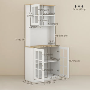 Kitchen Buffet with Hutch, Storage Pantry with 3 Cabinets, 2 Open Shelves and Large Countertop, Black – view 9