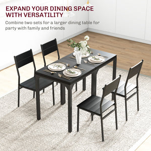Dining Table Set for 2, 3 Piece Kitchen Table and Chairs with Metal Legs for Small Spaces, Natural Wood