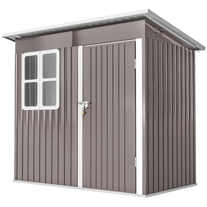 7' x 4' Galvanised Steel Outdoor Storage Shed, Garden Shed with Window, Lockable Wide Door and Air Vents – view 8