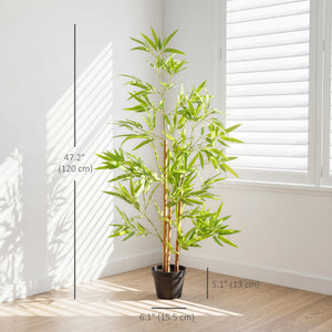 Artificial Bamboo Tree, 4ft Fake Tree with Realistic Leaf and Natural Trunk, Decorative Plant in Nursery