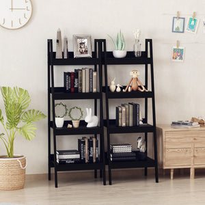 Set of 2, 4 Tier Ladder Shelf Bookcase, Multi-Use Display Rack, Storage Shelving Unit Display Stand – view 6