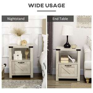 Side Table with Storage, Farmhouse End Table with Drawer, Open Shelf and Barn-style Panel – view 4