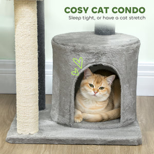 Cat Tree Cat Tower Multi-Level with Sisal Scratching Post for Kittens and Adults Grey Large 41"H