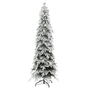6ft Pencil Flocked Artificial Christmas Tree with 600 Branch Tips, Auto Open and Steel Base, Green – view 8