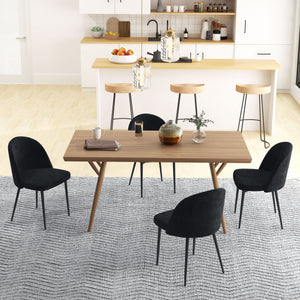 Modern Dining Chairs, Mid-Back Velvet-touch Upholstery Side Chair, Table Chair for Living Room, Dining Room, Black, Set of 4