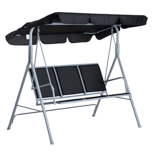 3-Seater Patio Swing, Outdoor Swing Chair, A Frame Porch Swing with Canopy Garden Hammock Glider Bed, Black