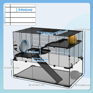 Hamster Cage, Gerbil Cage with Glass Basin for Small Hamsters, Black – view 9