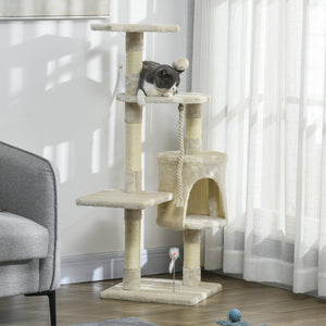 46" Scratching Cat Tree Multi Level Activity Center Kitty Condo Furniture Post Beige