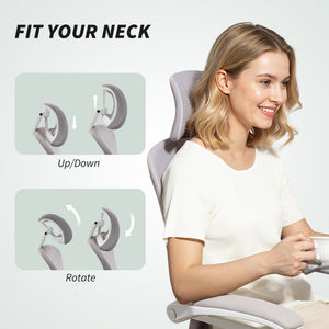 Ergonomic Office Chair, Mesh Reclining Desk Chair with Adjustable Lumbar Support, Headrest, Beige – view 19