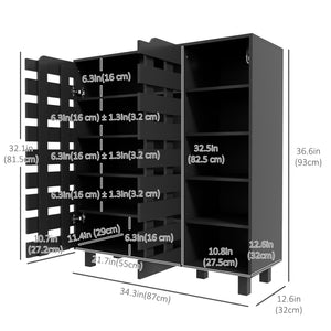 Shoe Cabinet, 21 Pair Shoe Storage Cabinet Organizer with 5-tier Double Door Cupboard and 5-tier Open – view 9